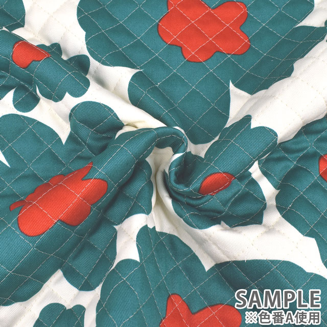 キルティング生地 ツイルプリントキルト 大花(QKTS3676) A.青 09Bi20_