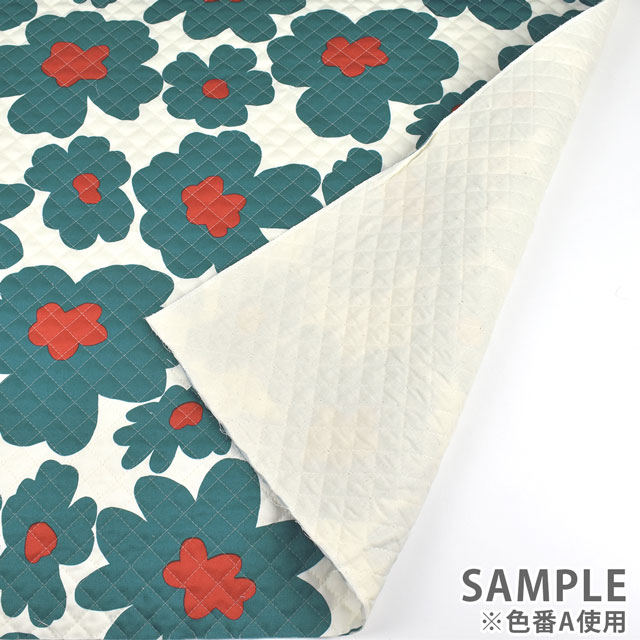 キルティング生地 ツイルプリントキルト 大花(QKTS3676) A.青 09Bi20_