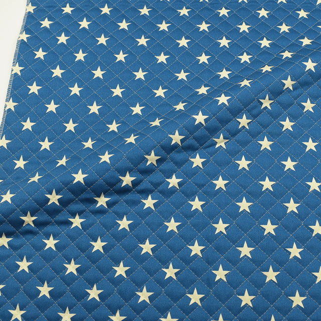 生地 ツイルプリント 星柄/キルティング(QKTS3681) 21.ブルー×ホワイト 09Bi20_