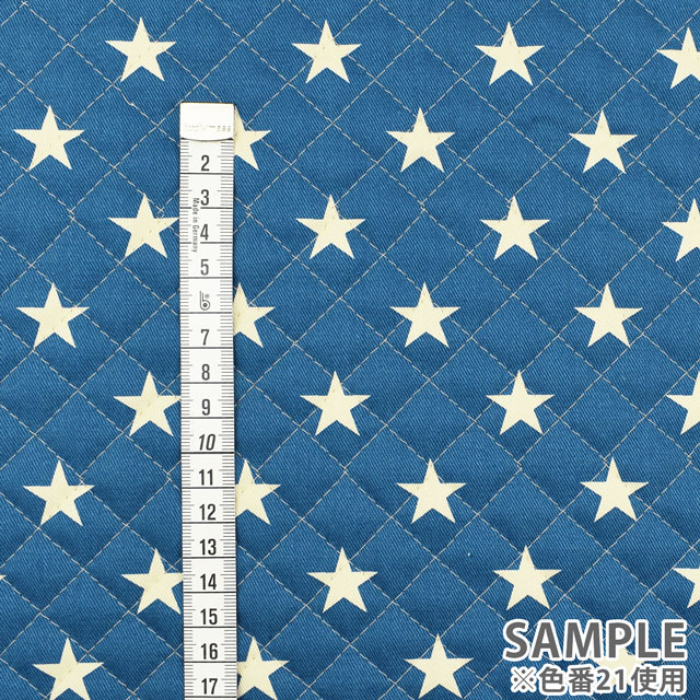 生地 ツイルプリント 星柄/キルティング(QKTS3681) 41.グリーン×ブラック 09Bi20_