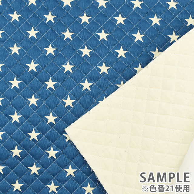 生地 ツイルプリント 星柄/キルティング(QKTS3681) 41.グリーン×ブラック 09Bi20_
