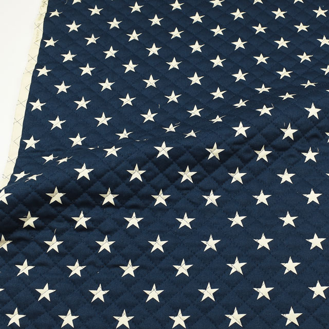 生地 ツイルプリント 星柄/キルティング(QKTS3681) 22.ネイビー×ホワイト 09Bi20_