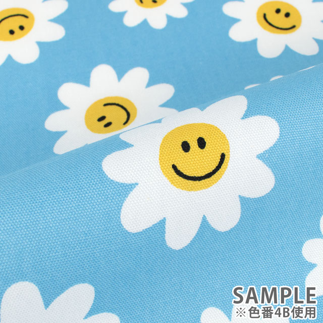 生地 オックスプリント スマイルフラワー(R2500) 4A.ピンク 99Zz99_
