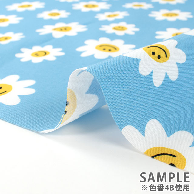 生地 オックスプリント スマイルフラワー(R2500) 4A.ピンク 99Zz99_