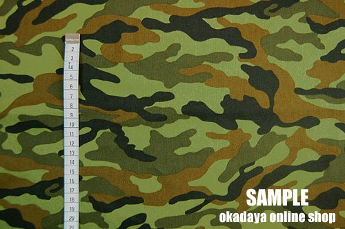 生地 迷彩柄プリントツイル(R65430) 2B.グリーン系 09Bk23_