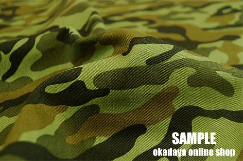 生地 迷彩柄プリントツイル(R65430) 2B.グリーン系 09Bk23_