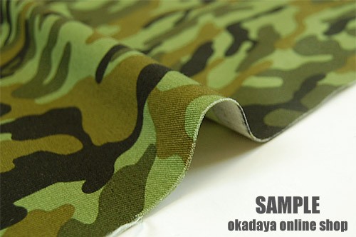 生地 迷彩柄プリントツイル(R65430) 2B.グリーン系 09Bk23_