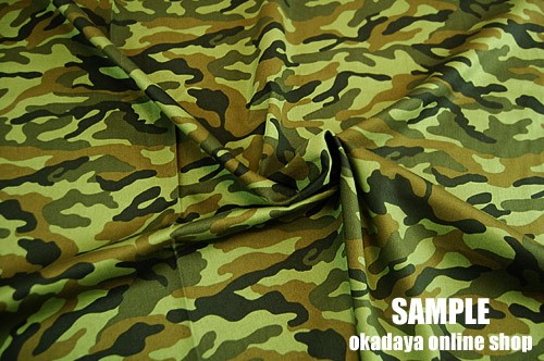 生地 迷彩柄プリントツイル(R65430) 2B.グリーン系 09Bk23_