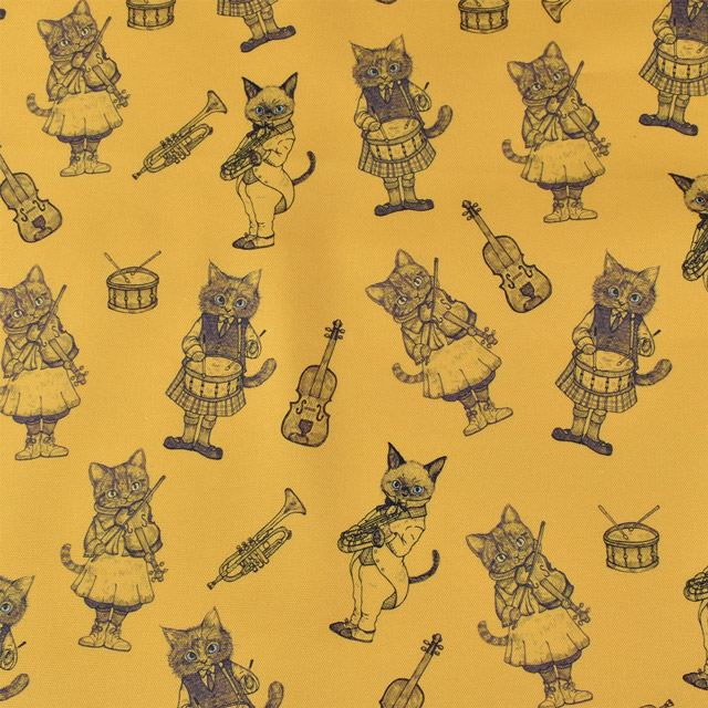 生地 Ringo Fabric-リンゴファブリック- MUSIC CAT/オックス(RINF-03) MD.マスタード 99Zz99_
