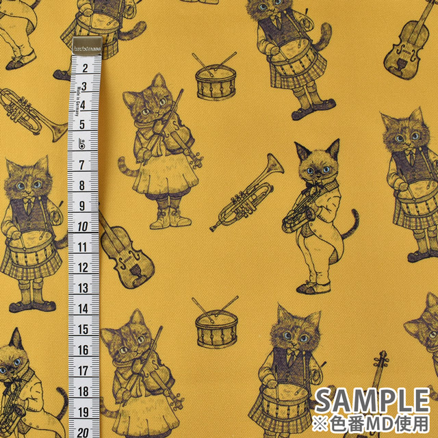 生地 Ringo Fabric-リンゴファブリック- MUSIC CAT/オックス(RINF-03) MD.マスタード 99Zz99_