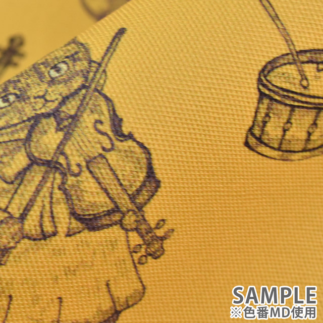生地 Ringo Fabric-リンゴファブリック- MUSIC CAT/オックス(RINF-03) MD.マスタード 99Zz99_