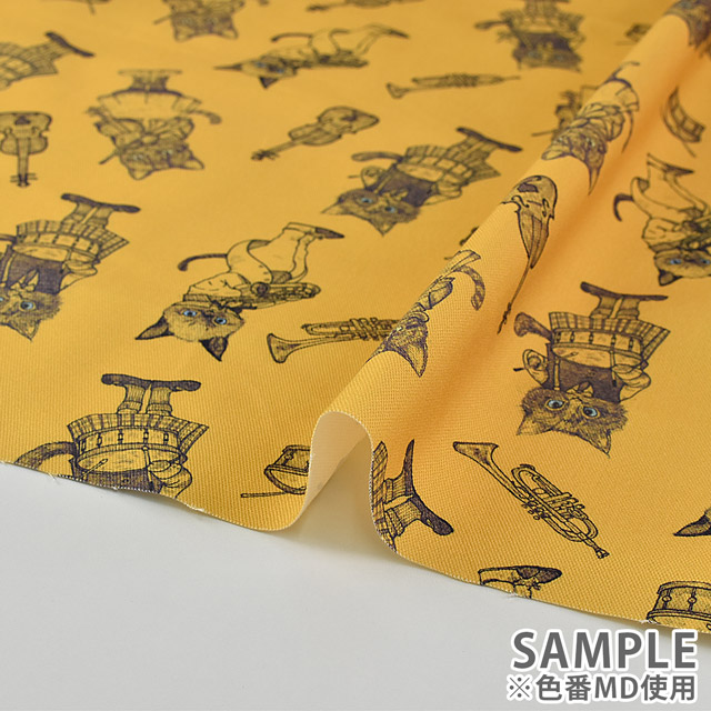 生地 Ringo Fabric-リンゴファブリック- MUSIC CAT/オックス(RINF-03) MD.マスタード 99Zz99_
