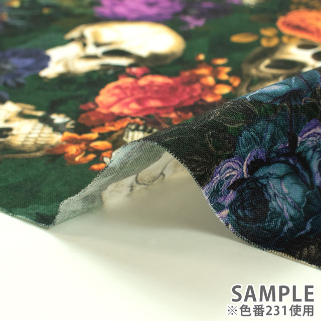 生地 ROBERT KAUFMAN-ロバートカウフマン- Dreadful Delights ドレッドフル・デライツ ゴシックスカル/シーチング(22474) 231.グリーン 99Zz99_