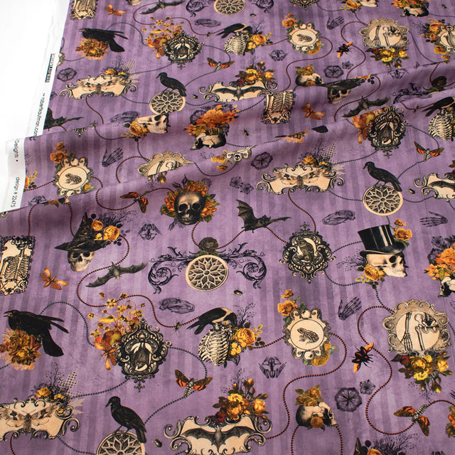 生地 ROBERT KAUFMAN-ロバートカウフマン- Dreadful Delights ドレッドフル・デライツ パンクスカル/シーチング(22475) 252.パープル 99Zz99_