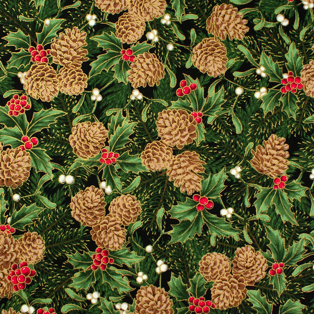 生地 ROBERT KAUFMAN-ロバートカウフマン- HOLIDAY FLOURISH ホリデイ・フローリッシュ パインコーン/シーチング(22289) 44.グリーン 99Zz99_