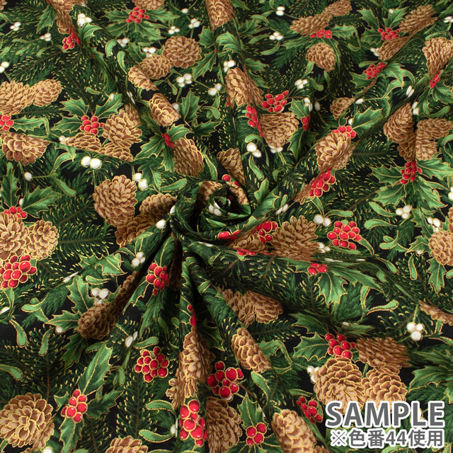 生地 ROBERT KAUFMAN-ロバートカウフマン- HOLIDAY FLOURISH ホリデイ・フローリッシュ パインコーン/シーチング(22289) 44.グリーン 99Zz99_