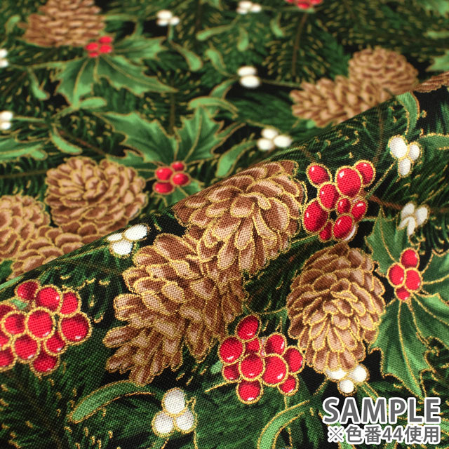 生地 ROBERT KAUFMAN-ロバートカウフマン- HOLIDAY FLOURISH ホリデイ・フローリッシュ パインコーン/シーチング(22289) 44.グリーン 99Zz99_