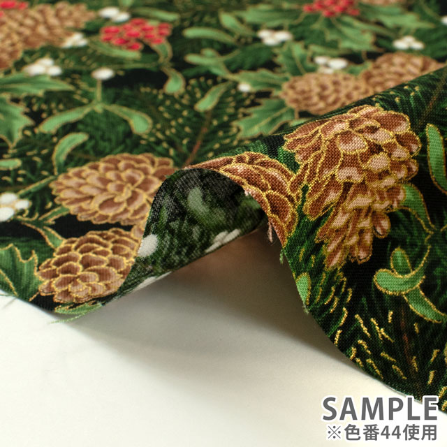 生地 ROBERT KAUFMAN-ロバートカウフマン- HOLIDAY FLOURISH ホリデイ・フローリッシュ パインコーン/シーチング(22289) 44.グリーン 99Zz99_