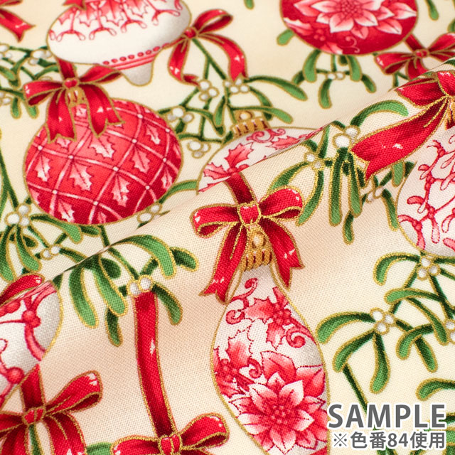 生地 ROBERT KAUFMAN-ロバートカウフマン- HOLIDAY FLOURISH ホリデイ・フローリッシュ ボールオーナメント/シーチング(22287) 84.ベージュ 09Ac05_