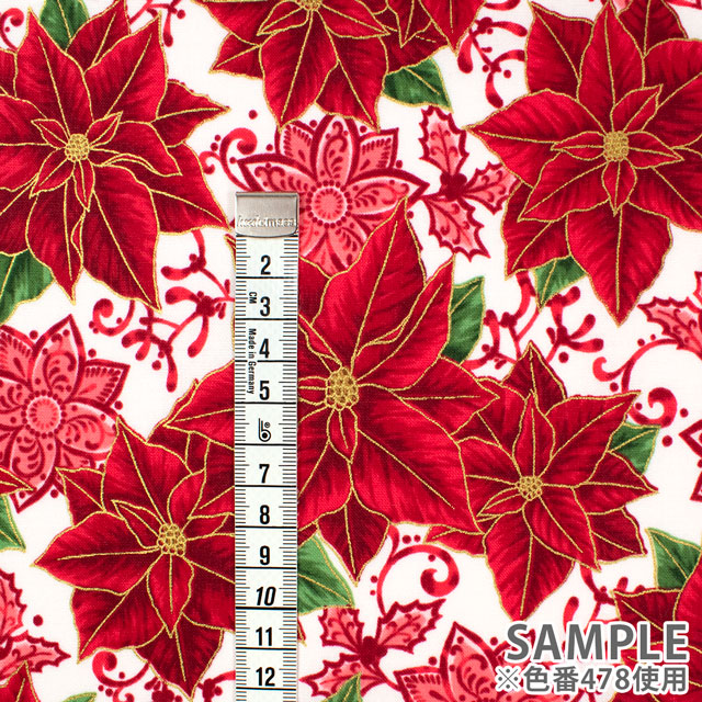 生地 ROBERT KAUFMAN-ロバートカウフマン- HOLIDAY FLOURISH ホリデイ・フローリッシュ ポインセチア/シーチング(22288) 478.レッド 09Ac05_