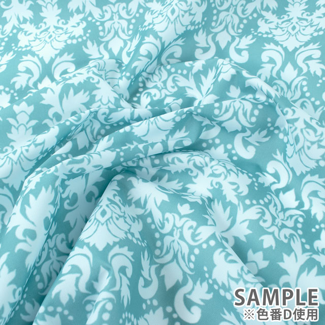 生地 ナイロンプリント ダマスク(SG162) D.ブルー 10Bi13_