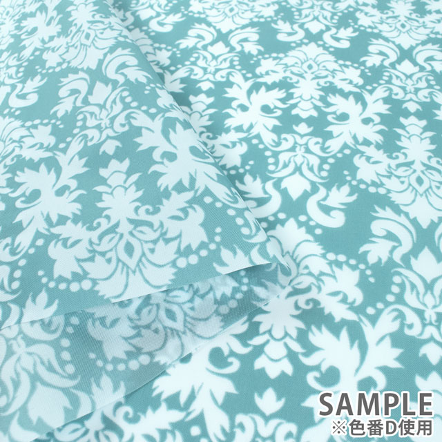 生地 ナイロンプリント ダマスク(SG162) D.ブルー 10Bi13_