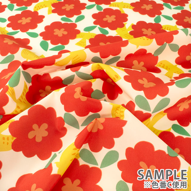 生地 ナイロンプリント 北欧(SG164) A.黄色 10Bi13_