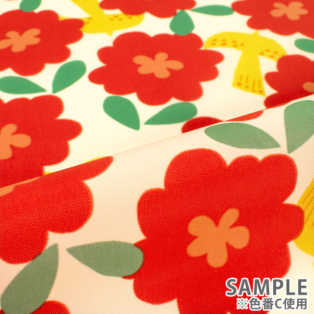 生地 ナイロンプリント 北欧(SG164) A.黄色 10Bi13_