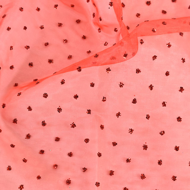 生地 スパークオーガンスパングル(SG2104) 赤 10Bg10_