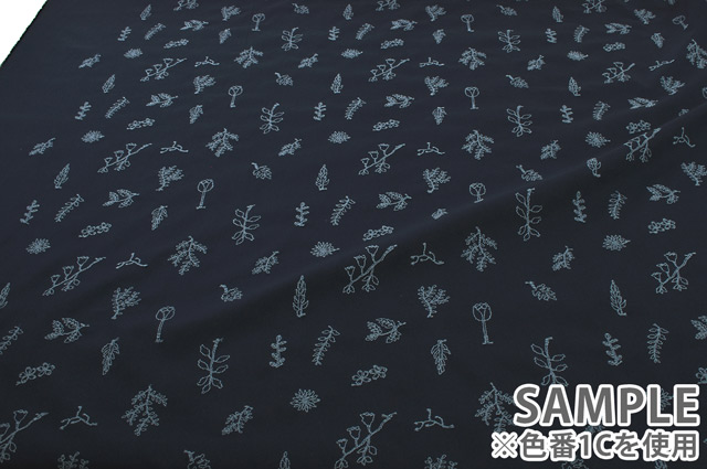 生地 sketch-スケッチ- jiyuu no niwa/60綿サテン(EKX18-412) 1C.ネイビー×ライトブルー系 99Zz99_