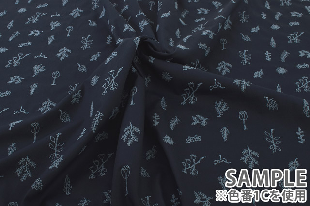 生地 sketch-スケッチ- jiyuu no niwa/60綿サテン(EKX18-412) 1C.ネイビー×ライトブルー系 99Zz99_