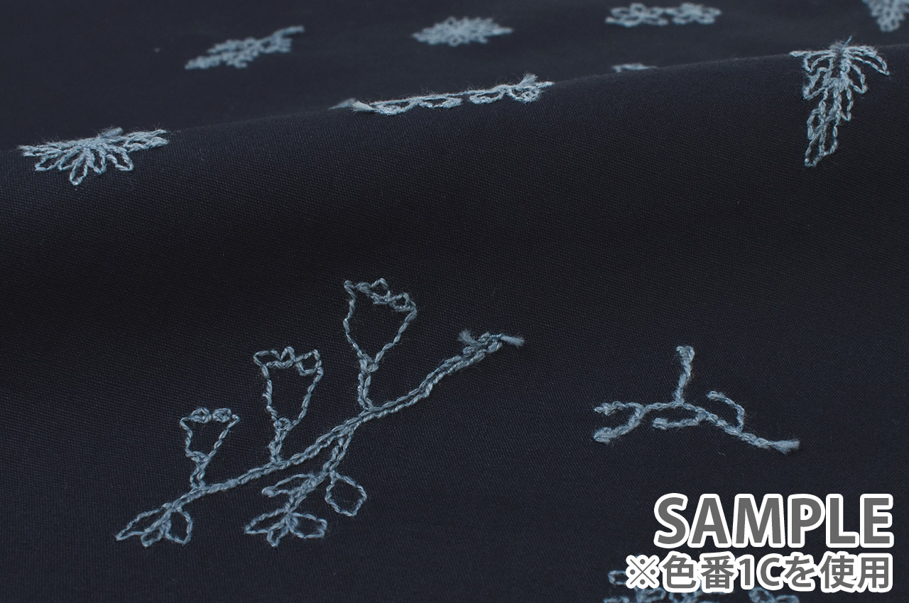 生地 sketch-スケッチ- jiyuu no niwa/60綿サテン(EKX18-412) 1C.ネイビー×ライトブルー系 99Zz99_