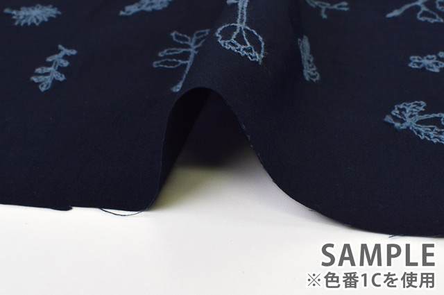 生地 sketch-スケッチ- jiyuu no niwa/60綿サテン(EKX18-412) 1C.ネイビー×ライトブルー系 99Zz99_