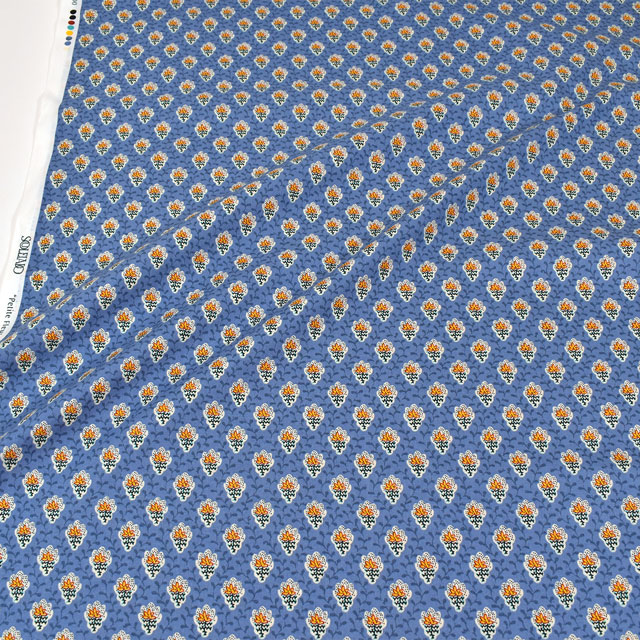 生地 SOULEIADO-ソレイアード- シーチング プティット・フルール・デ・シャン(SLF) 18B.ブルー 09Ac04j