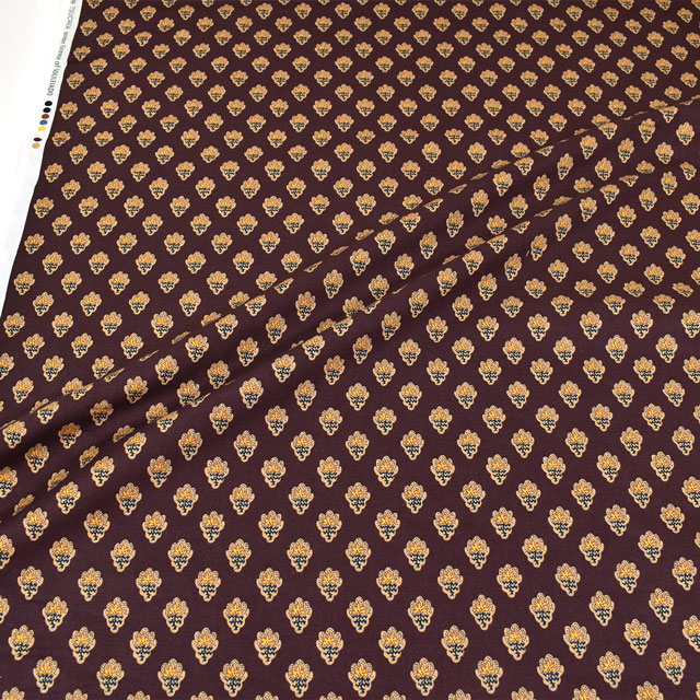 生地 SOULEIADO-ソレイアード- シーチング プティット・フルール・デ・シャン(SLF) 18D.ブラウン 09Ac04j