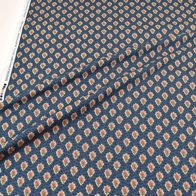 生地 SOULEIADO-ソレイアード- シーチング プティット・フルール・デ・シャン(SLF) 18Y.アンティークブルー 09Ac04j