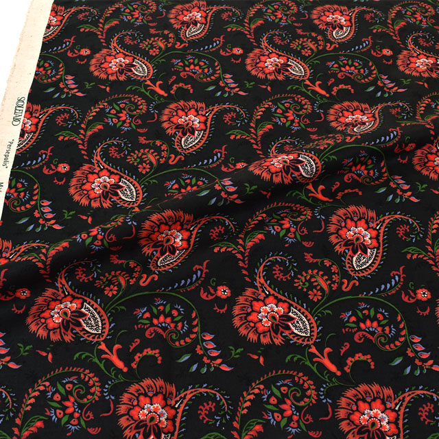 生地 SOULEIADO-ソレイアード- ヴィンテージフィール ペルセポリス(SLFVF) 79C.チャコールブラック 09Ac04j