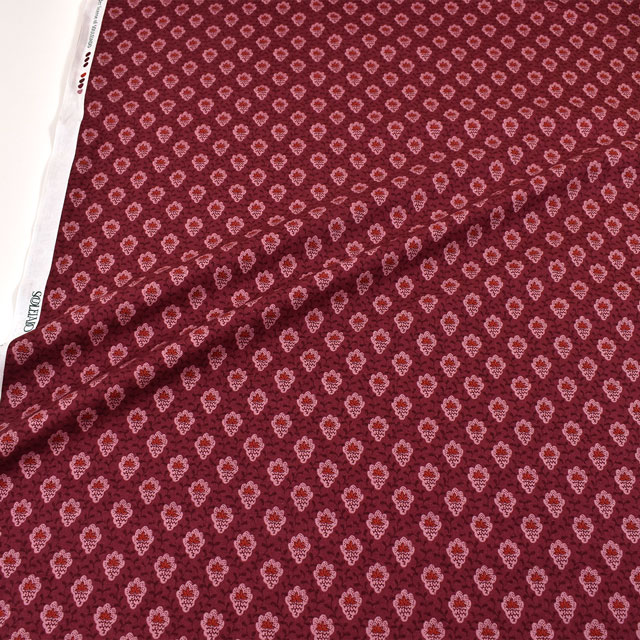 生地 SOULEIADO-ソレイアード- シーチング プティット・フルール・デ・シャン(SLF) 518R.カシスワイン 09Ac04j