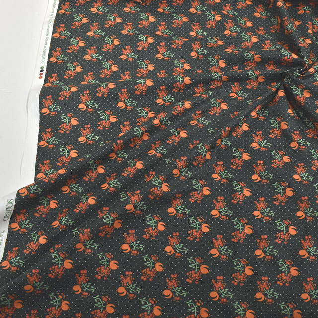 生地 SOULEIADO-ソレイアード- ヴィンテージフィール ラ・フルール・ドゥ・ペッシュ(SLFCV) 97C.エボニーブラック 99Zz99j