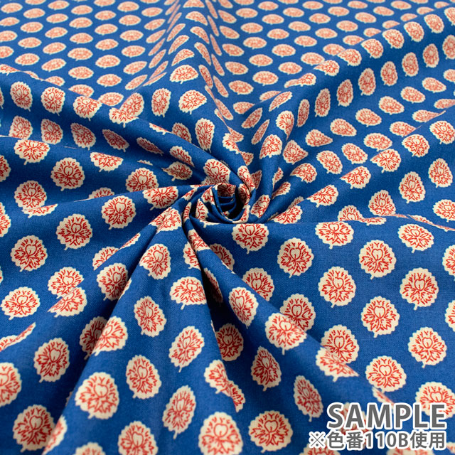 生地 SOULEIADO-ソレイアード- ヴィンテージフィール ラ・フルール・ダルル(SLFCV) 110B.コバルト 09Ac04j