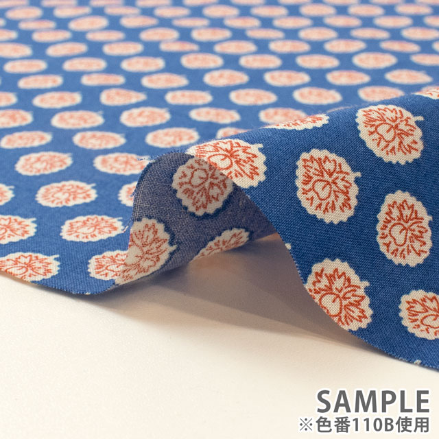 生地 SOULEIADO-ソレイアード- ヴィンテージフィール ラ・フルール・ダルル(SLFCV) 110B.コバルト 09Ac04j