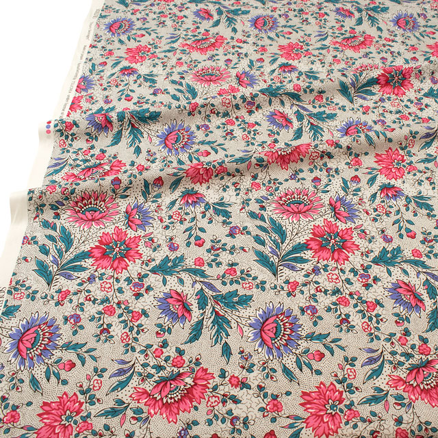 生地 SOULEIADO-ソレイアード- ヴィンテージフィール フルール・ソバージュ(SLFCV) 112A.パールホワイト 09Ac04j