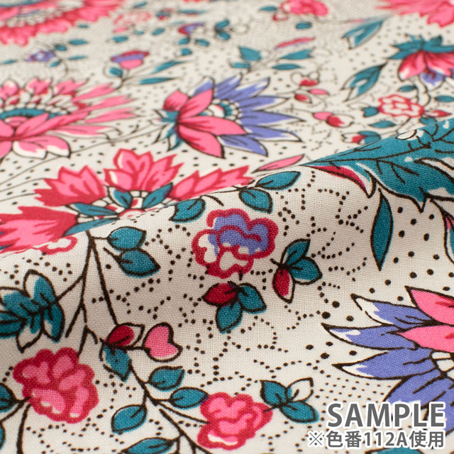 生地 SOULEIADO-ソレイアード- ヴィンテージフィール フルール・ソバージュ(SLFCV) 112A.パールホワイト 09Ac04j