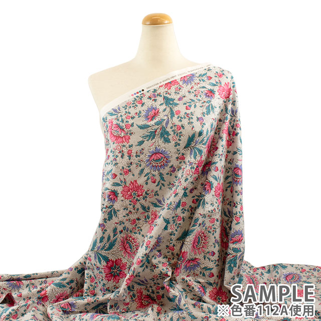 生地 SOULEIADO-ソレイアード- ヴィンテージフィール フルール・ソバージュ(SLFCV) 112A.パールホワイト 09Ac04j