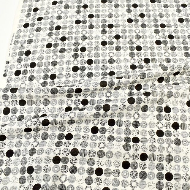 生地 シンプルランド シーチング 極小(SP1855) 1K.オフホワイト地×ブラック 09Ae99_