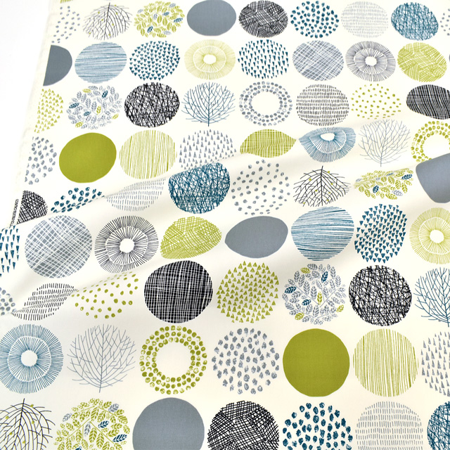 生地 シンプルランド オックス 大(SP1860) 10B.オフホワイト地×グリーン系 09Ae99_