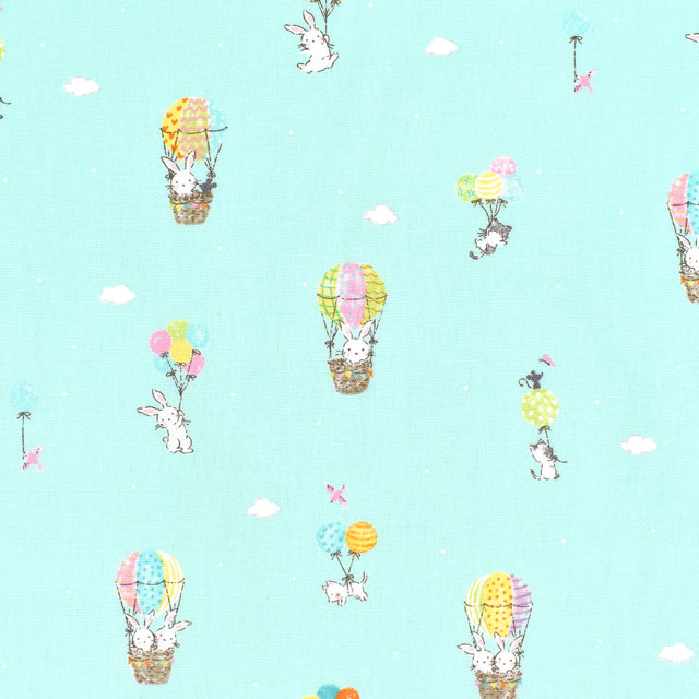 生地 キッズランド XI 風船とアニマル/シーチング(SP2200) 2D.ブルー 09Ae99_