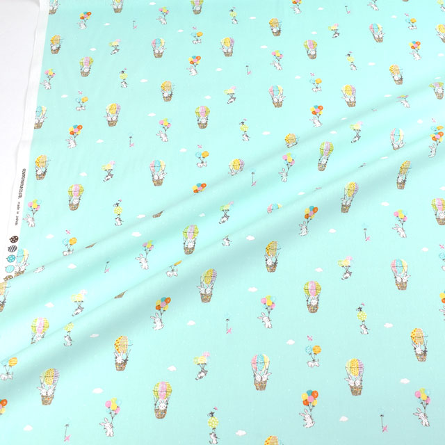 生地 キッズランド XI 風船とアニマル/シーチング(SP2200) 2D.ブルー 09Ae99_