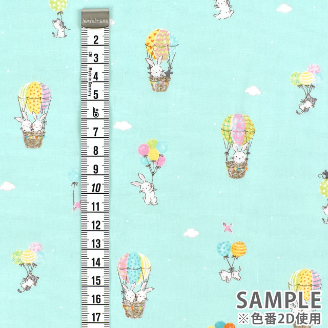 生地 キッズランド XI 風船とアニマル/シーチング(SP2200) 2D.ブルー 09Ae99_