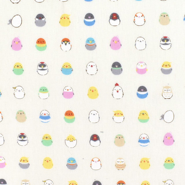 生地 キッズランド XI 小鳥/シーチング(SP2200) 4A.オフホワイト 99Zz99_